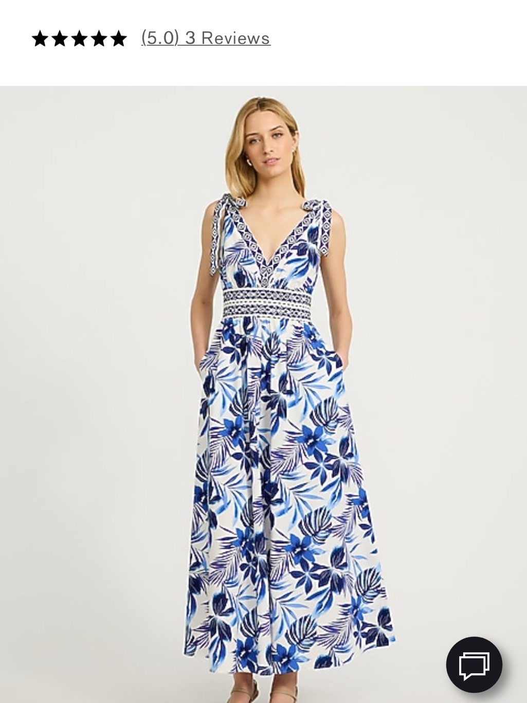 Express White And Blue Floral Tie-Shoulder Maxi Dress